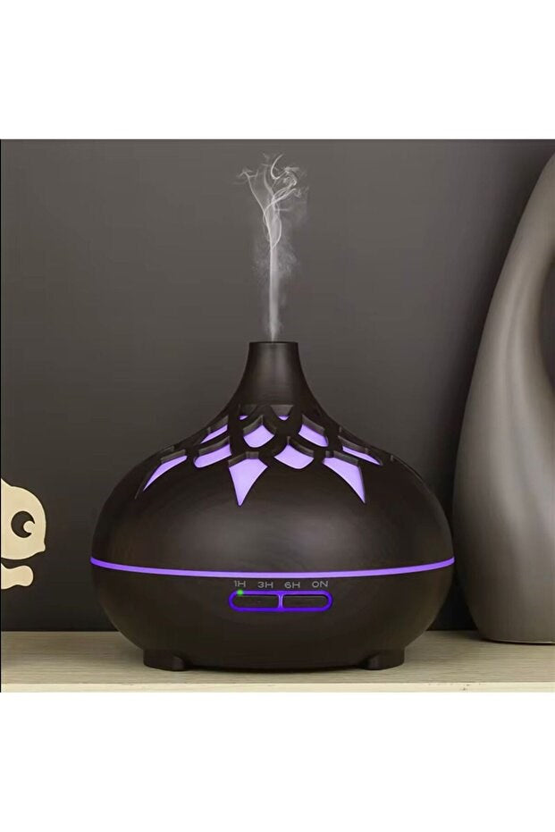 Aroma Difüzör Gece Işığı 7 Led DESENLİ Nemlendirici Kumandalı Buhar Makinesi 550 ml