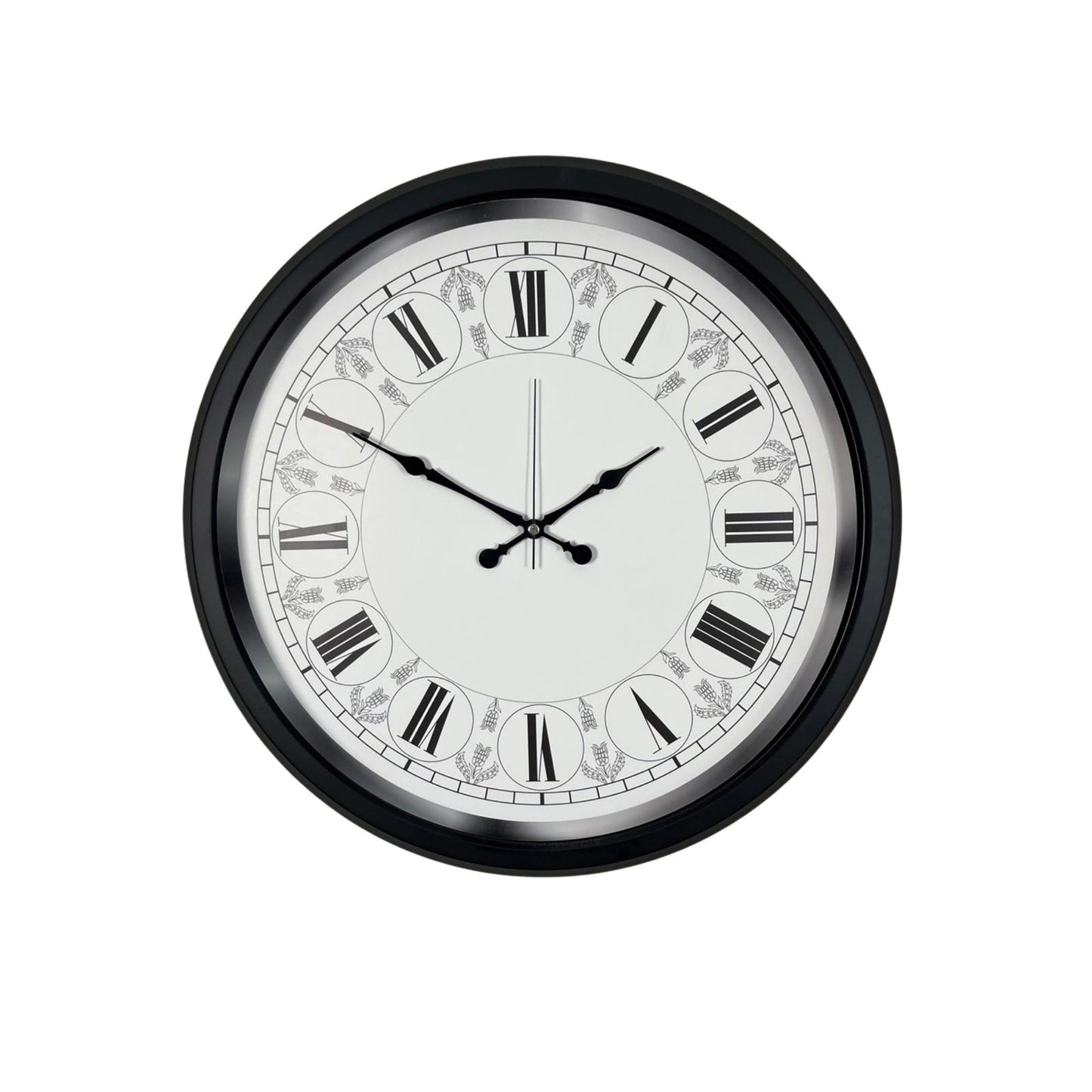 Siyah Motifli 52 Cm Metal Duvar Saati
