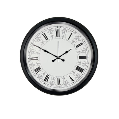 Siyah Motifli 52 Cm Metal Duvar Saati