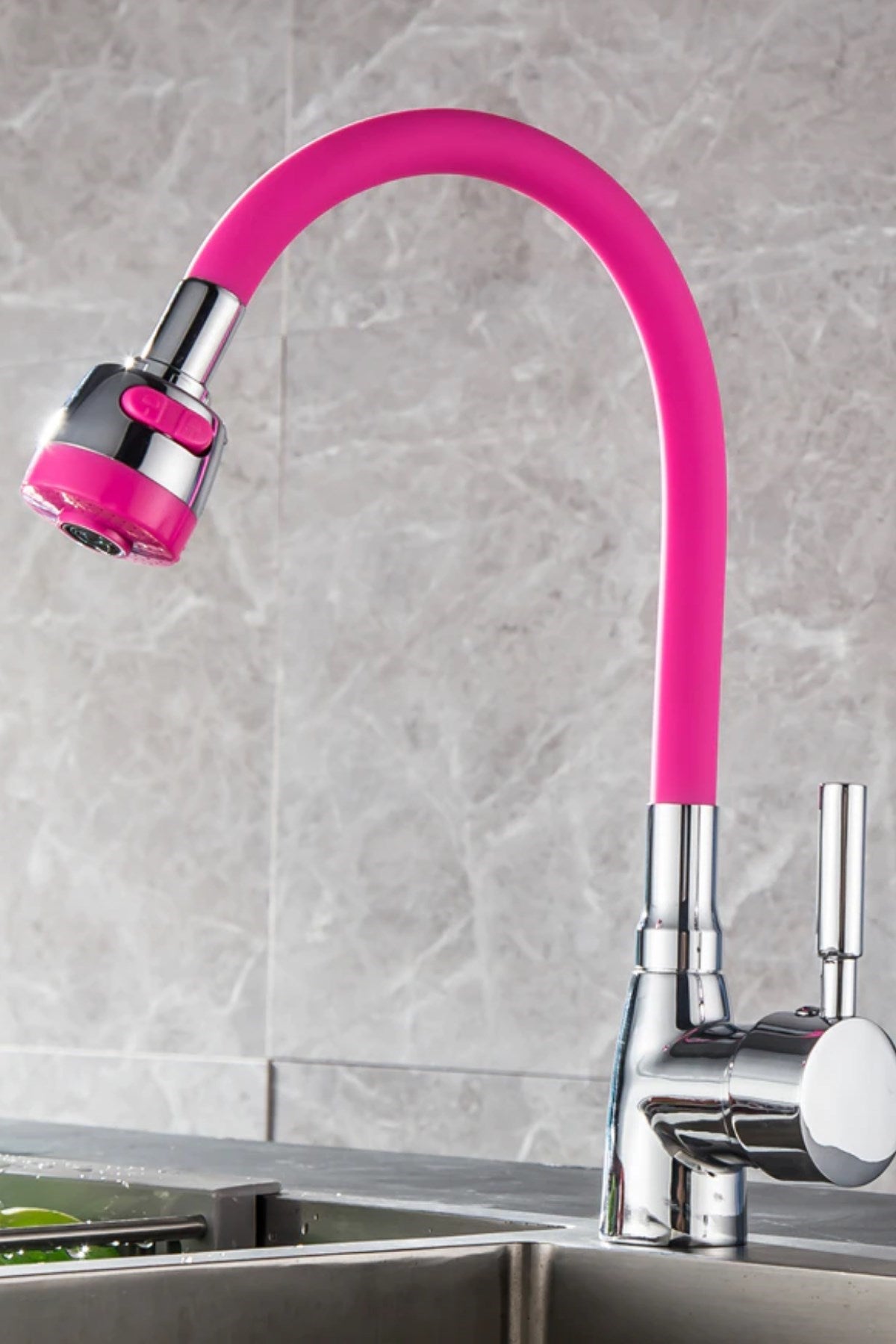 BUFFER® Oynar Başlıklı Tasarruflu Kubar Musluk Borusu ve Başlığı Pembe
