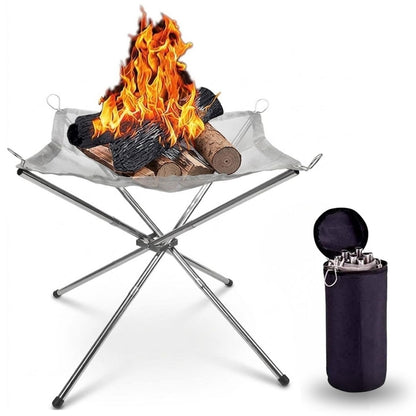 BUFFER® Katlanabilir ve Taşınabilir Kamp Ateşi Çukuru – Paslanmaz Çelik Örgü Tasarımlı Kamp Ateşliği ve Barbekü Standı
