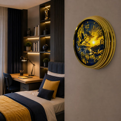 Gold Efsane Kanatlar Taraftar Temalı 40 x 40 Cm Metal Duvar Saati