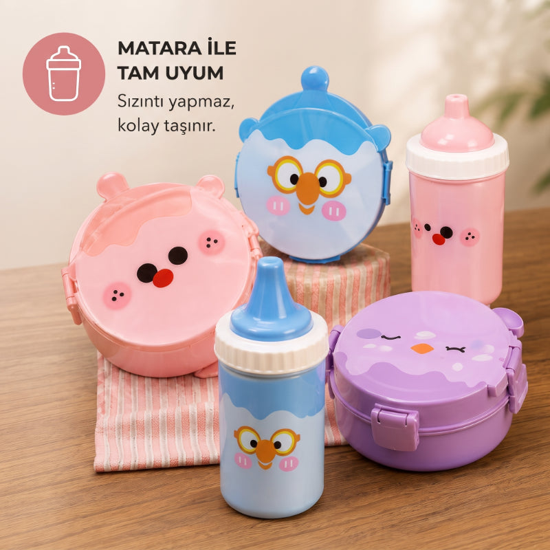 Beslenme ve Yemek Seti - Sızdırmaz Mataralı - 3 Bölmeli Kap