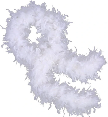 Beyaz Renk Kabarık Kalın Otriş Boa Tüy 6 Cm Genişlik 180-200 Cm Uzunluk