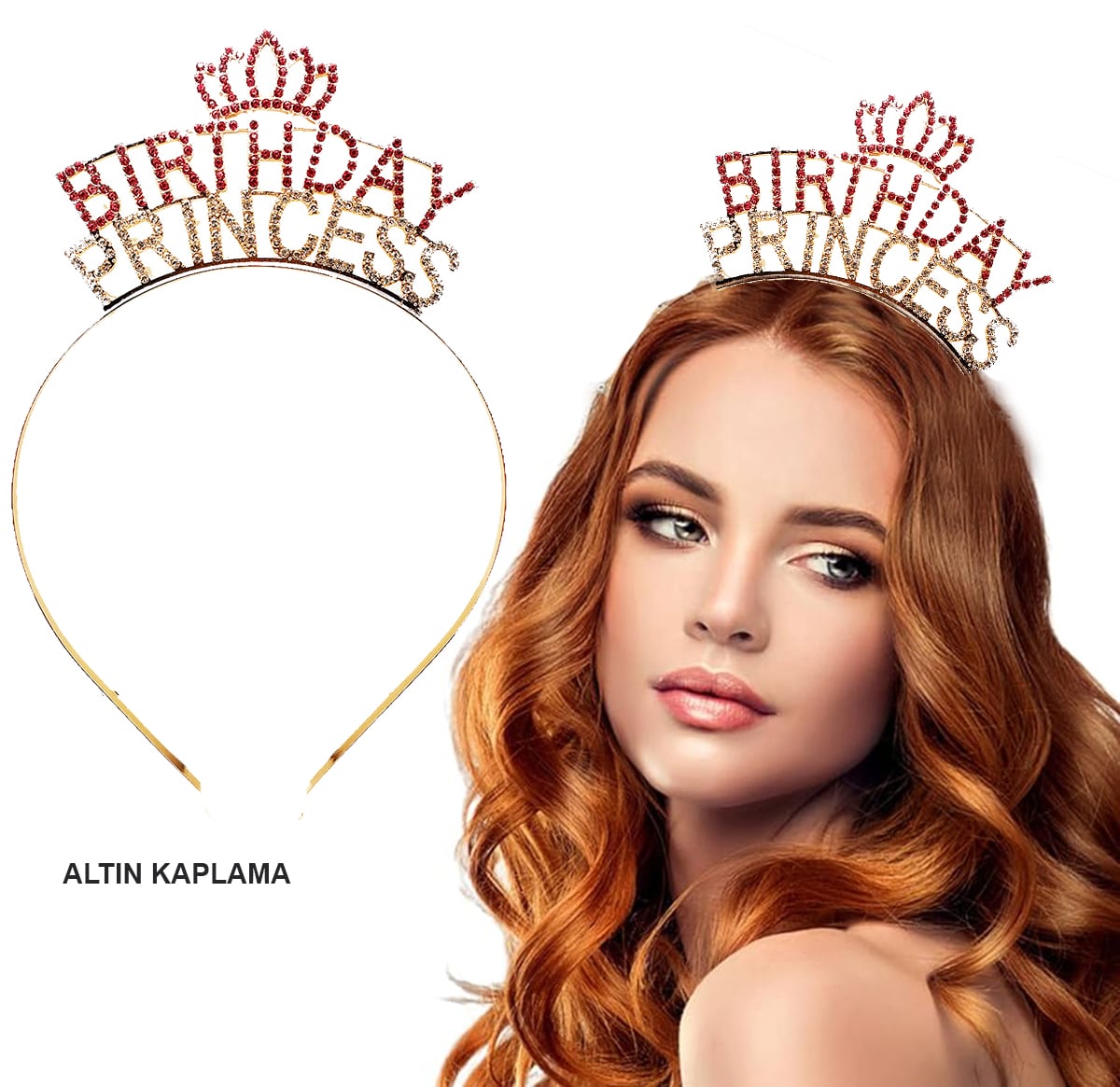 Birthday Princess Kristal Taç – Altın Kaplama (5643)