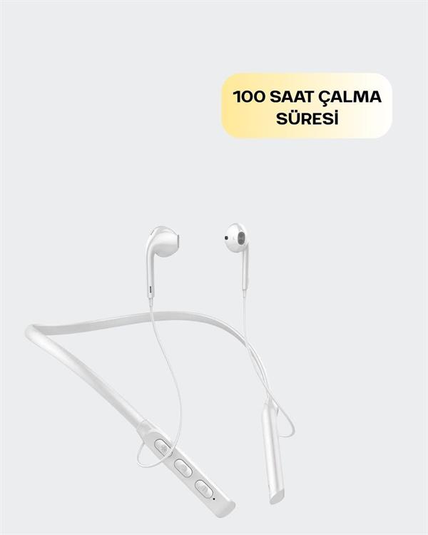 Uzun Pil Ömürlü Kablosuz Kulaklık – Boyun Askılı, 100 Saat Kullanım