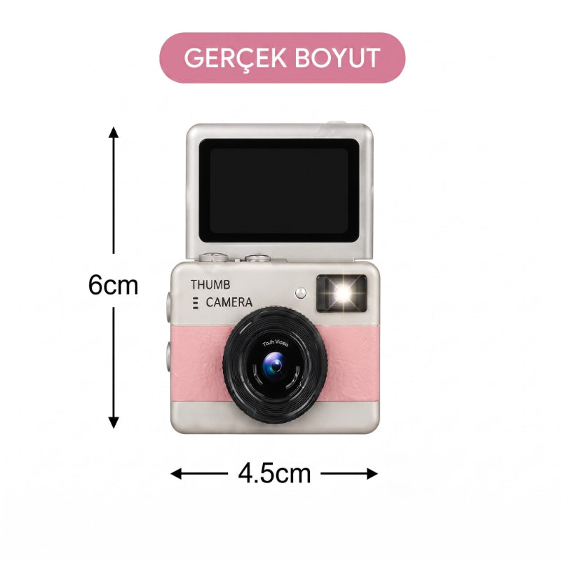 Mini Dijital Retro Kamera - Dönebilen Ekran - Flaşlı