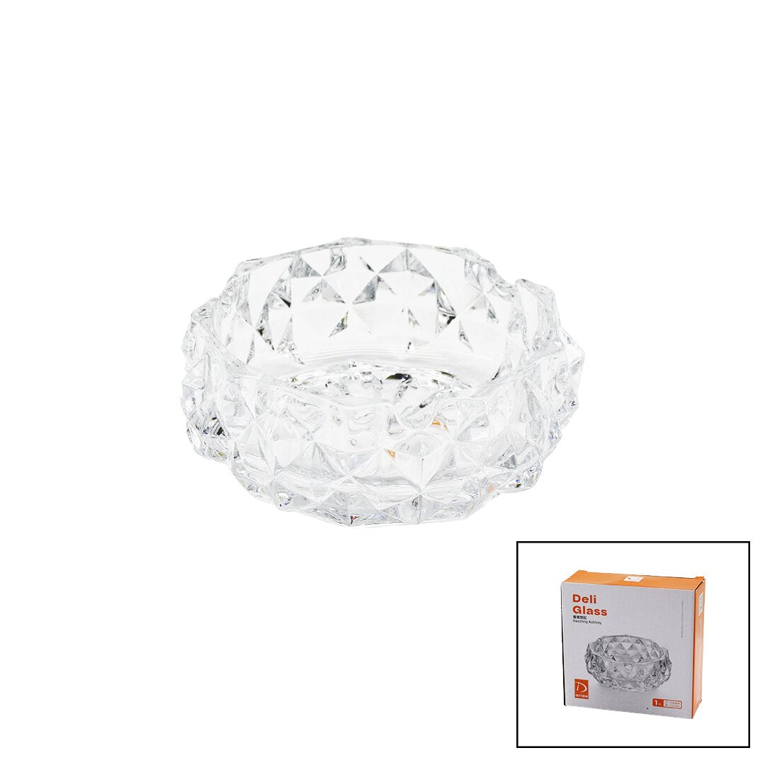 BÜYÜK CAM - DIAMOND KRİSTAL ŞEKİL YUVARLAK KÜLLÜK ÇAP: 12.8CM - D: 5.2CM (5643)