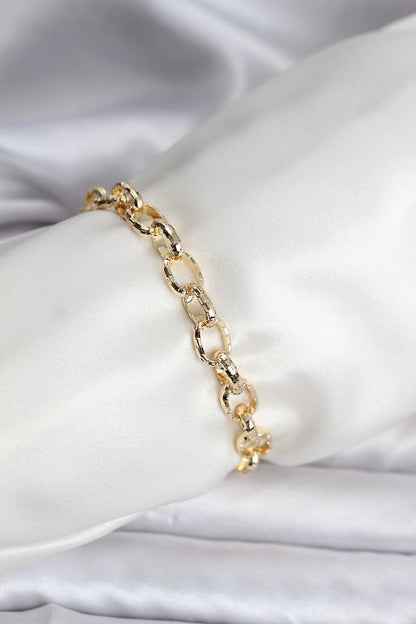 14K Gold Renk Kaplama Lazerli Zincir Model CM Kadın Bileklik