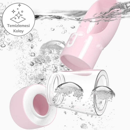 BUFFER® Taşınabilir Mama Hazneli Evcil Hayvan Suluğu Seyahat Kabı Kilitlenebilen Su Sızdırmaz 380ML