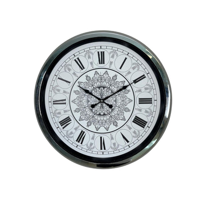 Krom Motifli Dekoratif 52 Cm Metal Duvar Saati