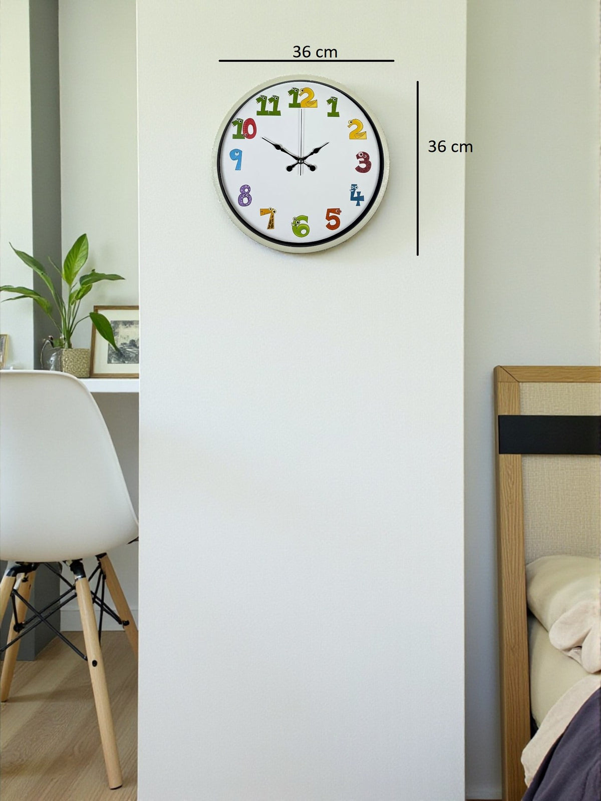 36 Cm Krem Çocuk Odası Duvar Saati