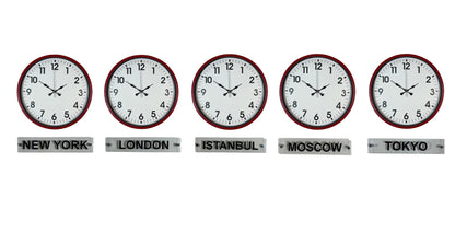 Kırmızı Global Classic 5’li Tabelalı 36 Cm Dünya Saati