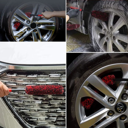 BUFFER® 3lü Bükülebilen Peluş Detaylı Temizlik İçin Oto Jant, Egzos Temizleme Fırçası