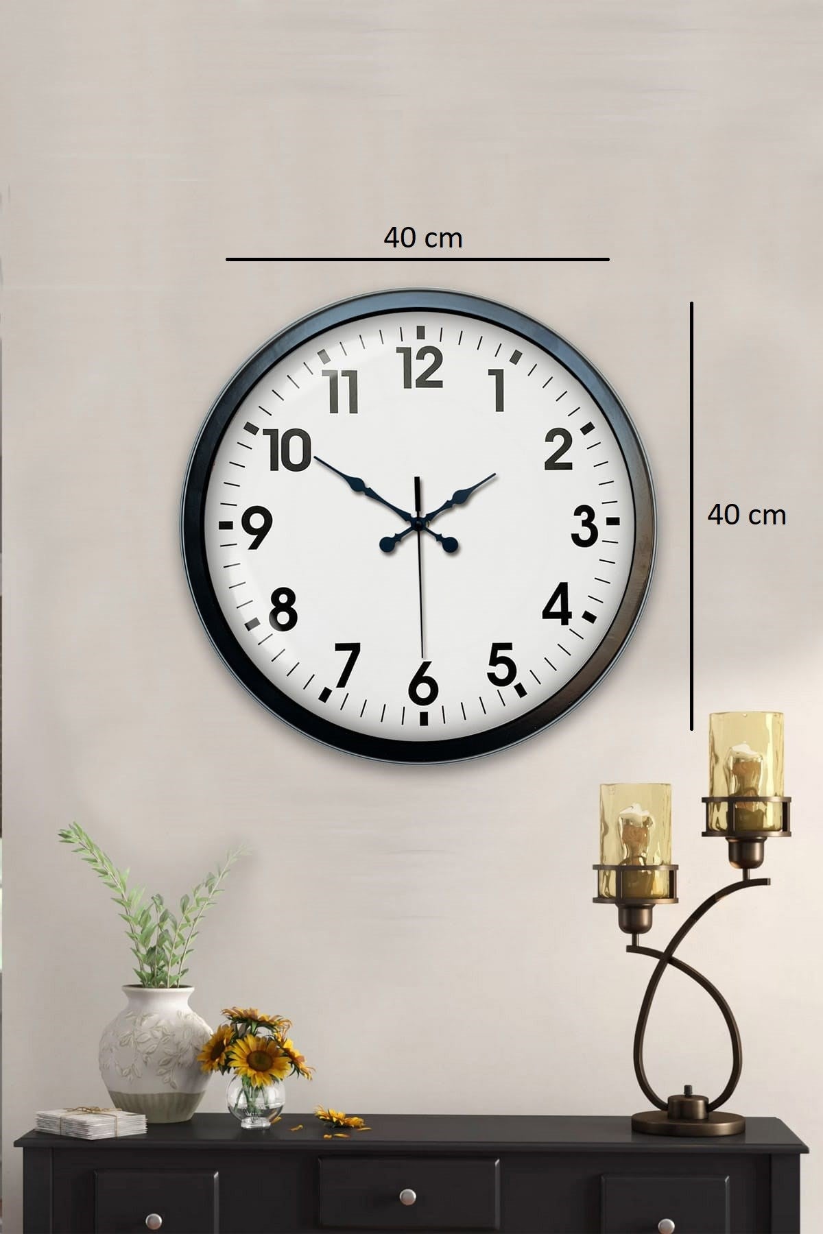 40 cm Siyah Metal Standart Duvar Saati