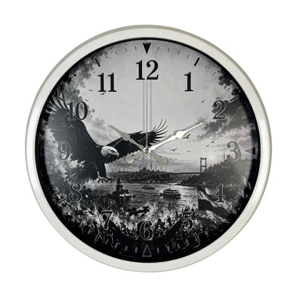 Beyaz Özgür Kanatlar Taraftar Temalı 40 x 40 Cm Metal Duvar Saati