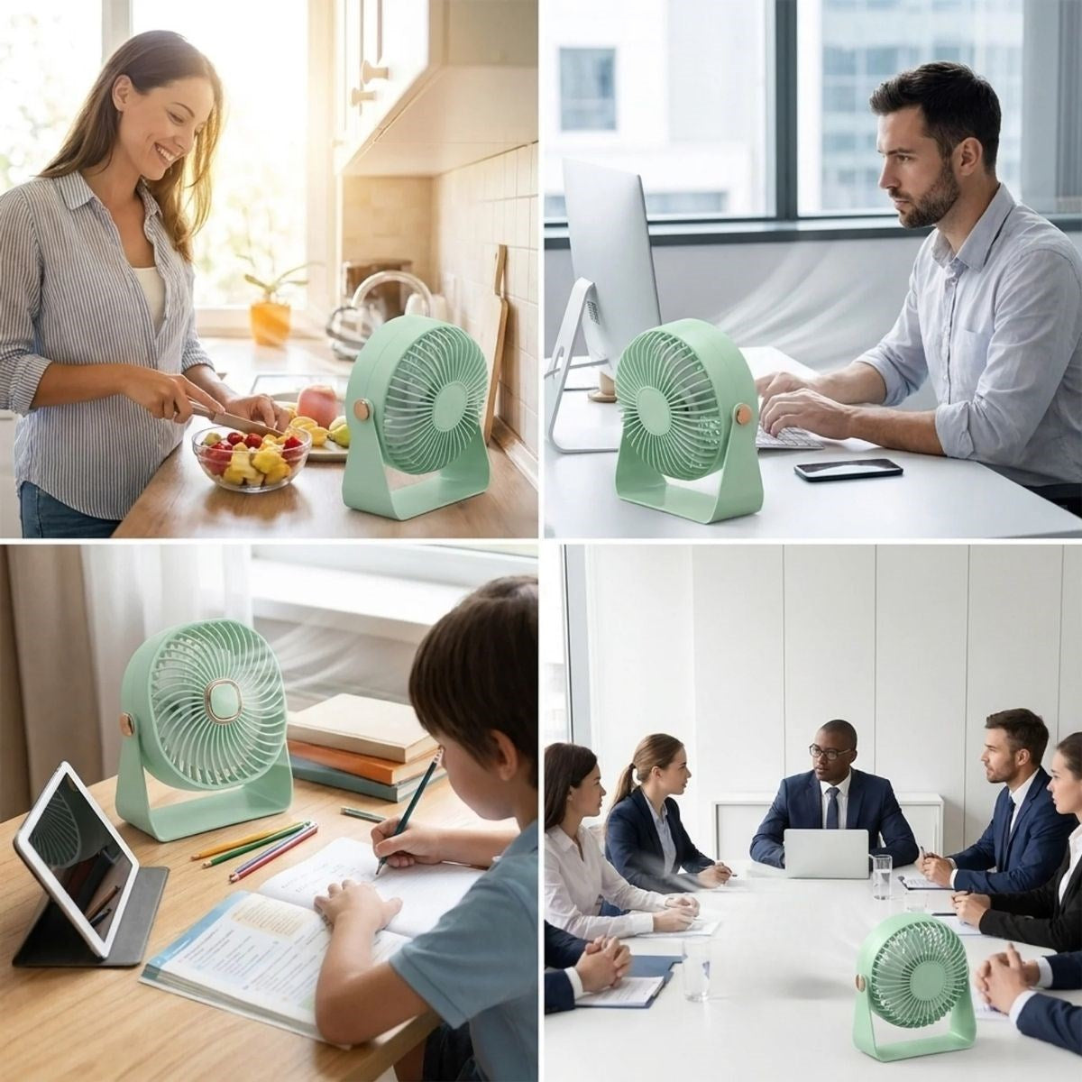 BUFFER® 3 Kademeli Masaüstü Fan – Duvara Asılıp Sabitlenebilen Standlı Kaydırmaz Pedli Mini Fan ZB112