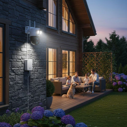 BUFFER® 3 Kameralı Kablolu Akıllı Güvenlik Kamerası – 360° PTZ Hareketli, Çift Antenli, WiFi IP, Gece Görüşlü Dış Mekan Kamera
