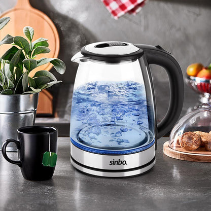 CAM - LEDLİ KETTLE 1.8LT GİZLİ REZİSTANS - KABLOSUZ 360 DERECE GÖVDE 1500W SK-8033 (5643)