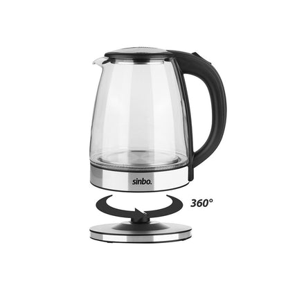 CAM - LEDLİ KETTLE 1.8LT GİZLİ REZİSTANS - KABLOSUZ 360 DERECE GÖVDE 1500W SK-8033 (5643)