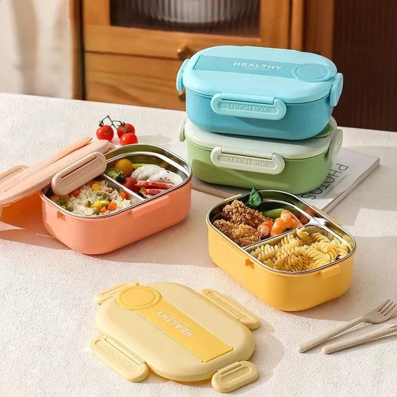 2 Bölmeli Yemek Kabı - 304 Paslanmaz Çelik - 900 ml