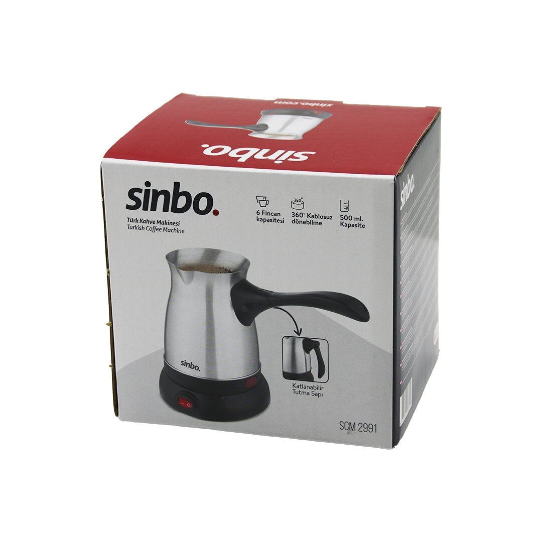 ÇELİK ELEKTRİKLİ CEZVE TÜRK KAHVE MAKİNESİ - 6FİNCAN=500ML 360 DERECE KABLOSUZ KULLANIM KATLANIR KULP 600W SCM-2991 (5643)