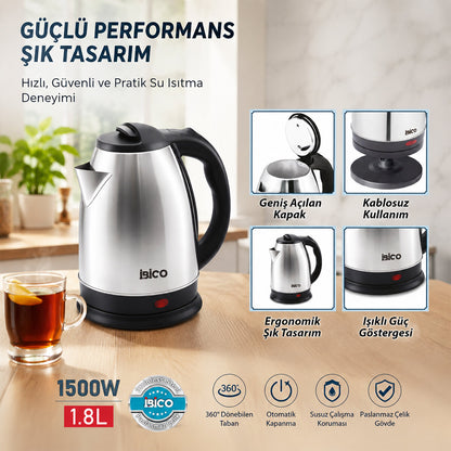 ÇELİK KETTLE SU ISITICISI 1.8LT - 1500W (5643)