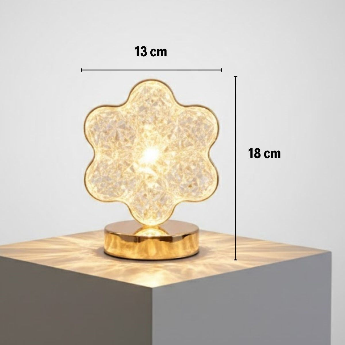 Çiçek Model Kristal LED Masa Lambası – Dokunmatik, 3 Renk Işık Modlu, Şarjlı Mini Dekoratif Gece Lambası (5643)