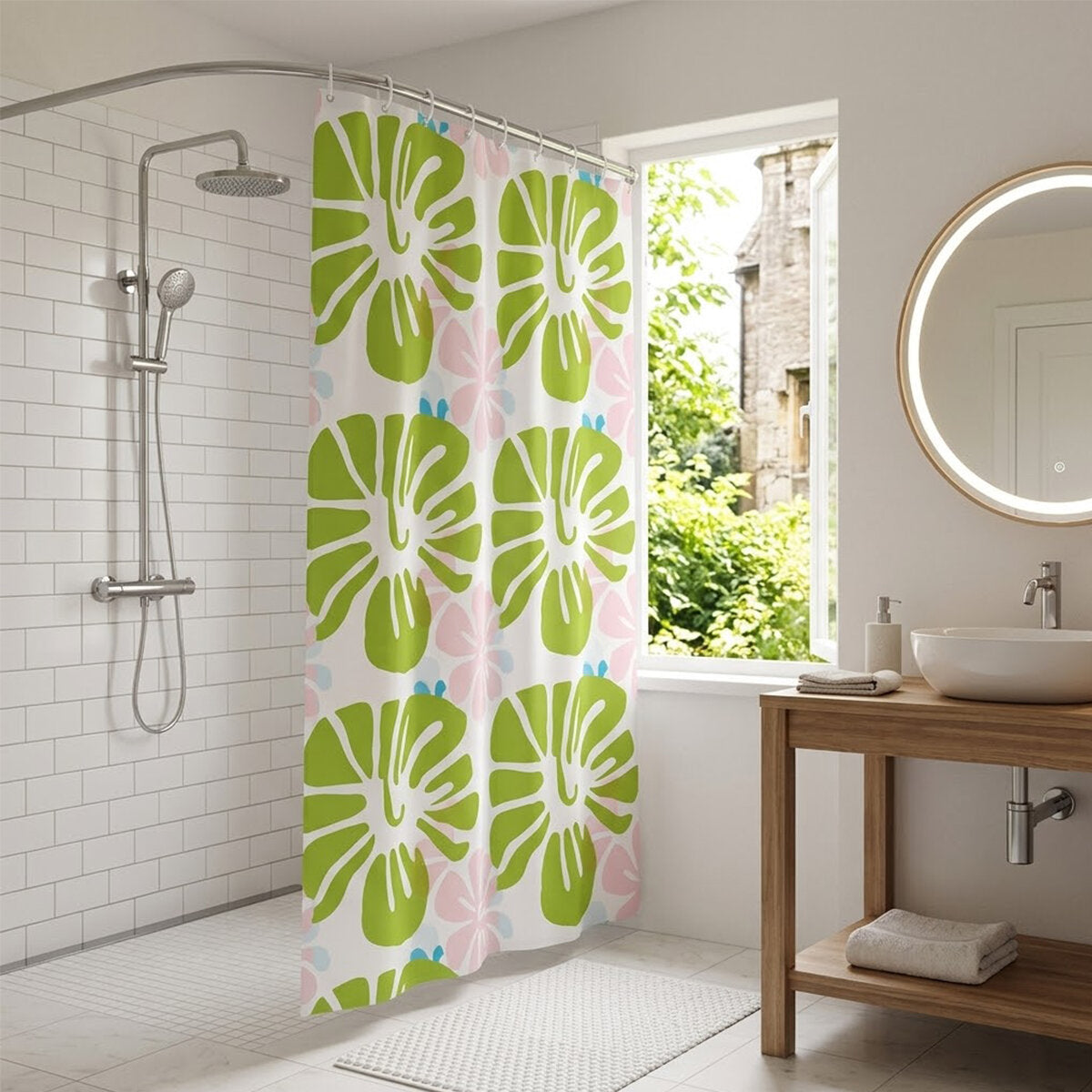 ÇİF KANAT PVC BANYO PERDESİ 2 PARÇA X 90X180CM - 12 HALKALI (5643)