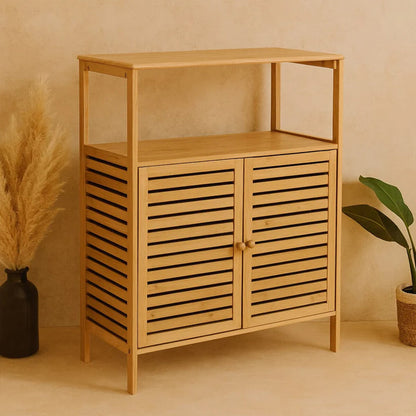 ÇOK AMAÇLI DOLAP AHŞAP BAMBU ORGANİZER RAFLI 66X33X85CM (5643)