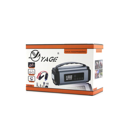 ÇOK FONKSİYONLU OTO - ARAÇ TAKVİYE SET TAŞINABİLİR 120W DİJİTAL EKRAN POWERBANK ÖZELLİK - FENER - COB - PUSULA YG-898 (5643)