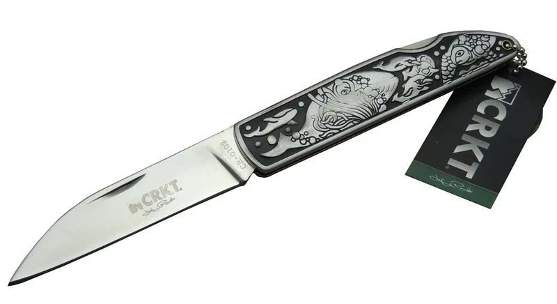 Crkt Cr 0102 Kamp Çakı 20 Cm - Balık Desenli Metal Sap, Kılıflı, Kutulu