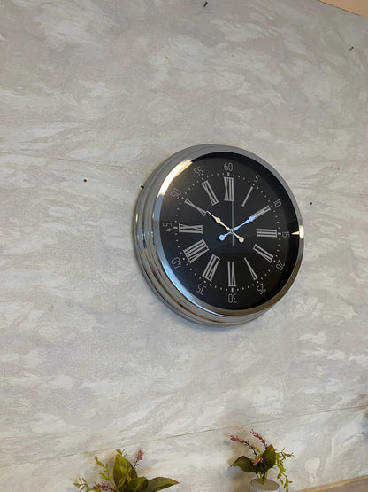 Dark Elegance 40 Cm Metal Krom Duvar Saati