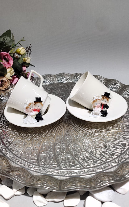 KİRLİNOVA® GELİN DAMAT 2'Lİ PORSELEN FİNCAN TAKIMI