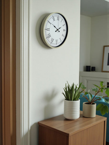36 Cm Krem Dekoratif Duvar Saati