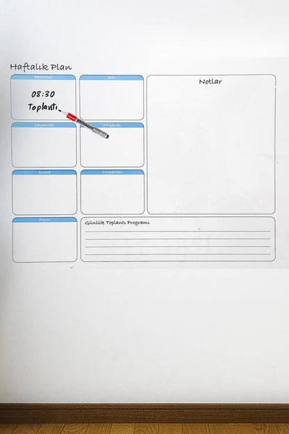 BUFFER® Haftalık Planlayıcı Manyetik Duvar Stickerı Takvim 56 cm x 70 cm