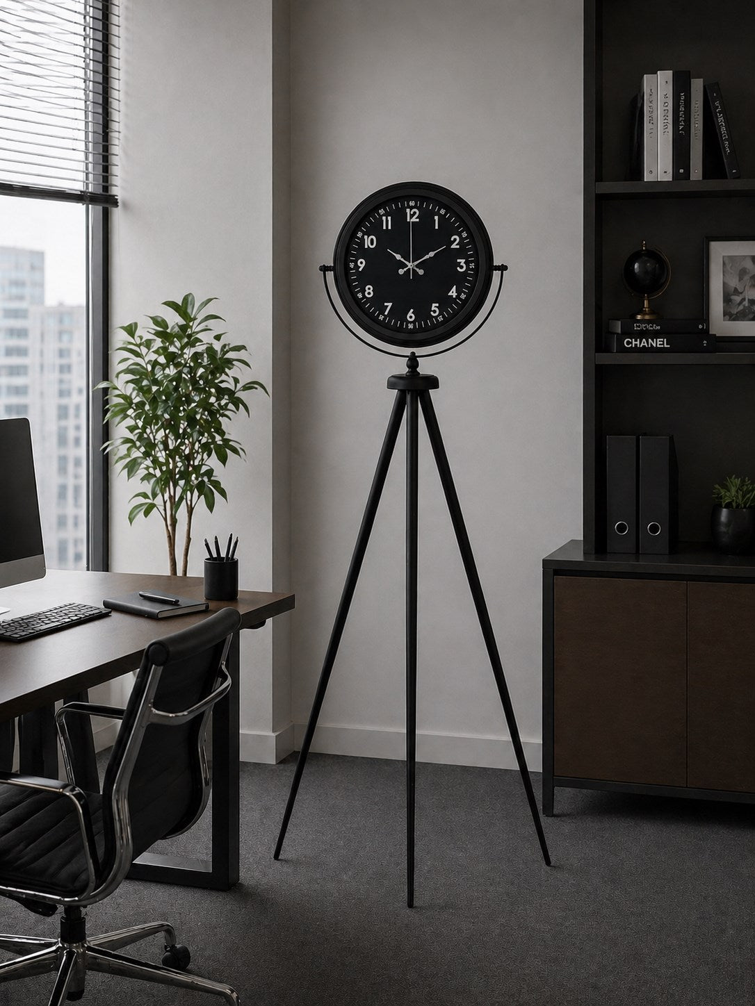 Royal Black Tripod Ayaklı Modern Tasarım Saat