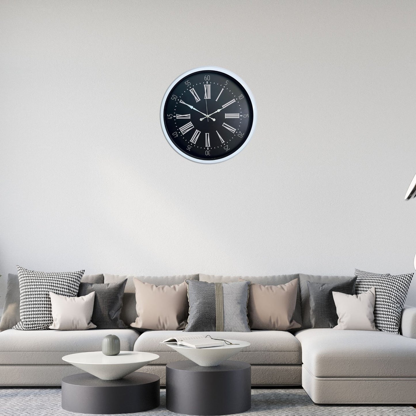 Beyaz Elegant Tasarım 52 Cm Metal Duvar Saati