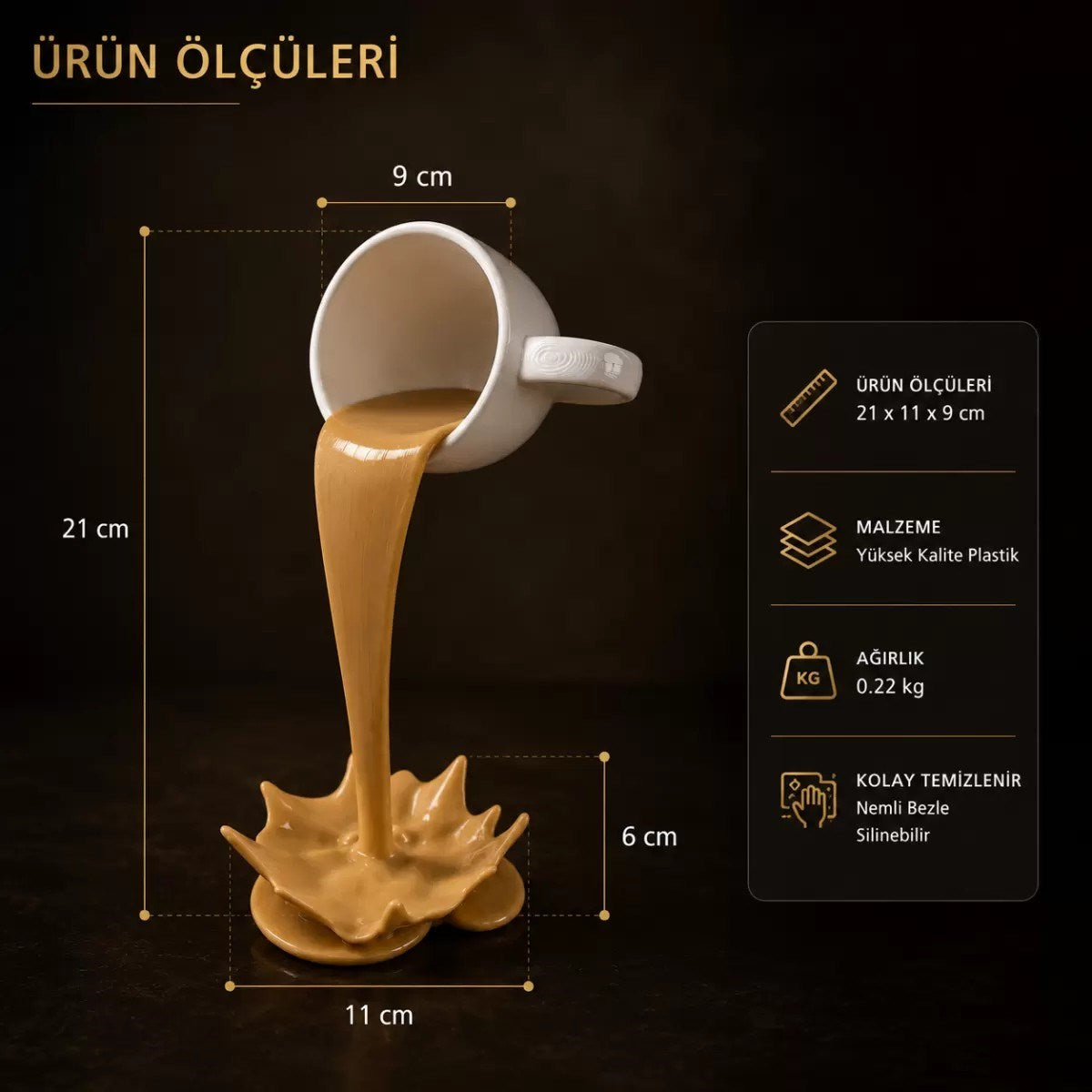 Dökülen Kahve Bi̇blo Dekorati̇f Ürün Biblo – Oturma Odası Ve Mutfak İçin Dekoratif Ürün 20 X 10 Cm Beyaz