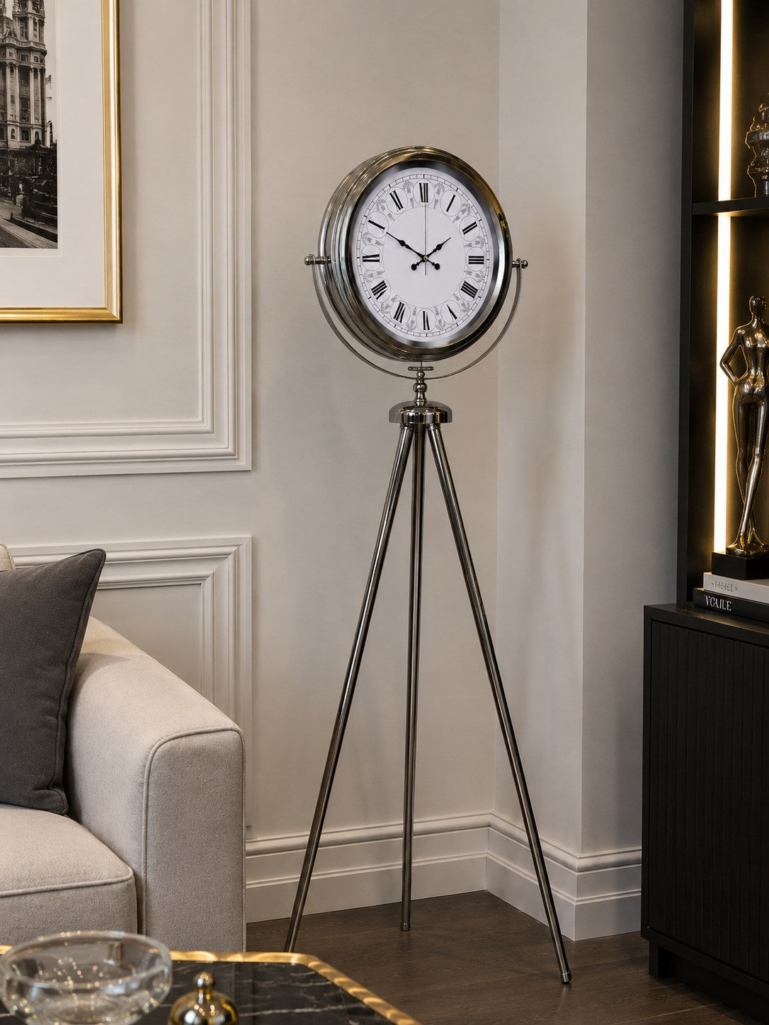 Krom Saray Zarafeti 150 x 45 Cm Metal Tripod Ayaklı Saat