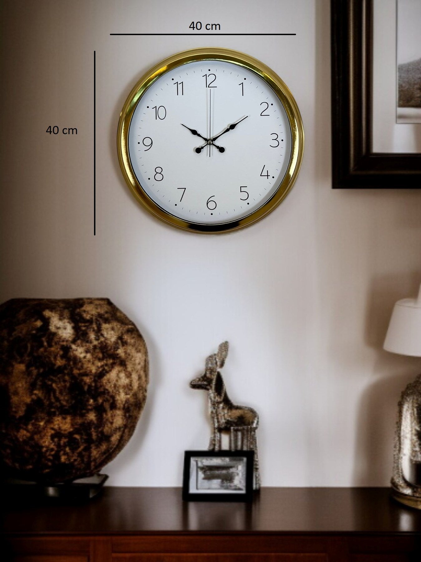 Elegance Gold 40 Cm Metal Dekoratif Tasarım Duvar Saati