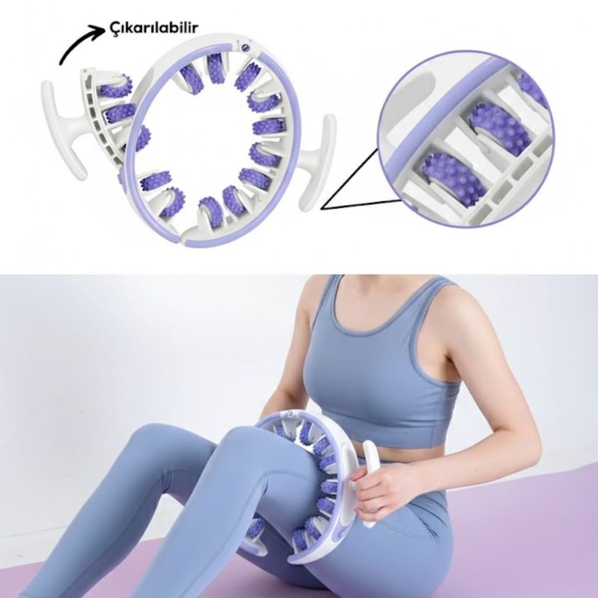 BUFFER® 14 Tekerlekli 360° Selülit Karşıtı Masaj Aleti – Çıkarılabilir 3 Tekerleği Çıkarılabilen, Bacak, Kol ve Karın İçin Sıkılaştırıcı Masaj Rulosu