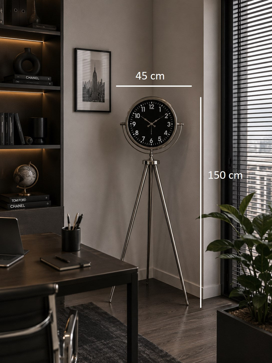 Krom Regal Sılver 150 x 45 Cm Metal Duvar Saati