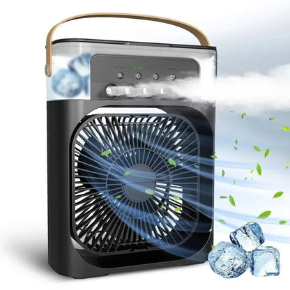 BUFFER® Taşınabilir 3 Farklı Mod Ayarlı 7 Farklı Led Işıklı Sulu Soğutmalı Taşınabilir Masaüstü USB Fan Vantilatör