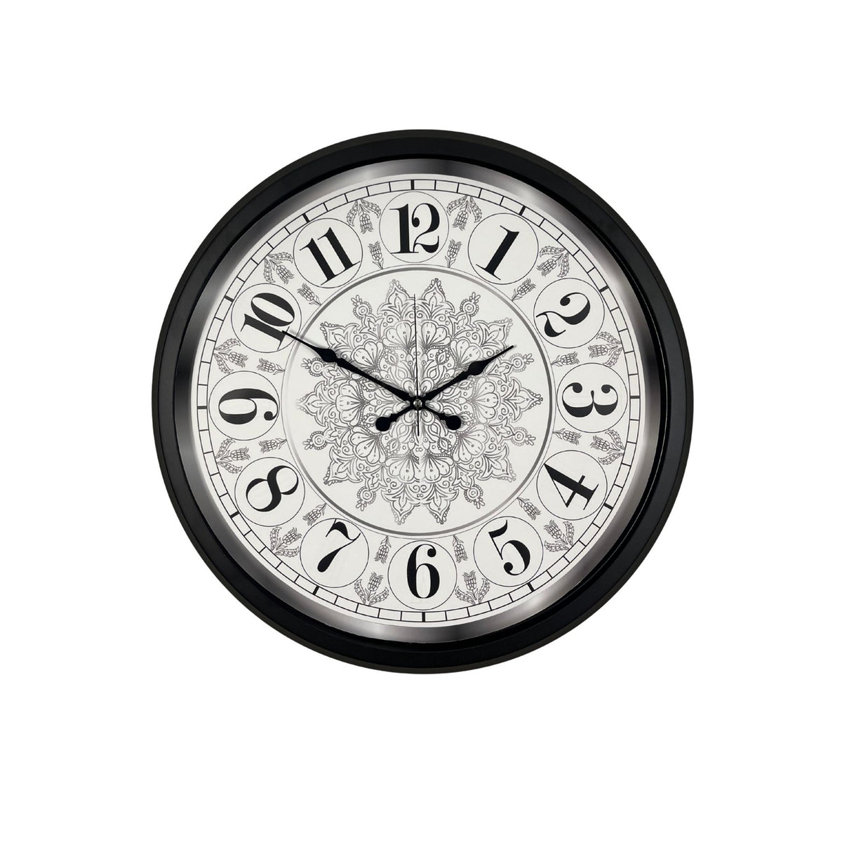 Siyah Motifli 52 Cm Metal Duvar Saati