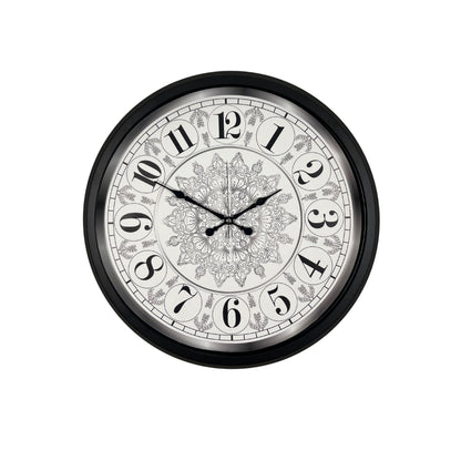 Siyah Motifli 52 Cm Metal Duvar Saati