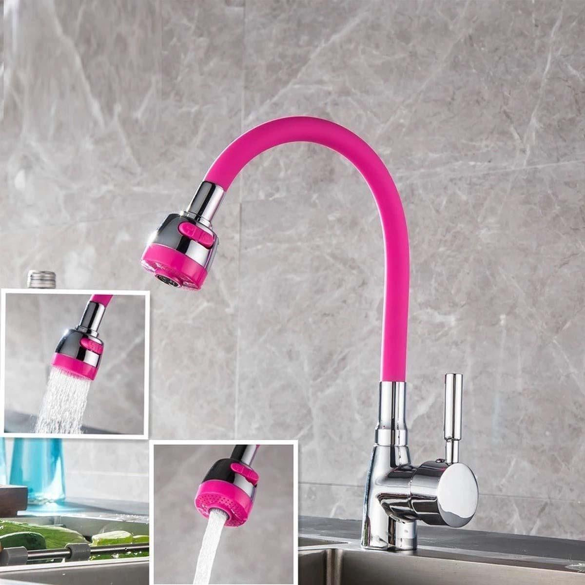 BUFFER® Oynar Başlıklı Tasarruflu Kubar Musluk Borusu ve Başlığı Pembe
