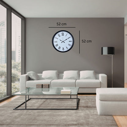 Siyah Dekoratif Roma Rakamlı 52 x 52 Cm Duvar Saati