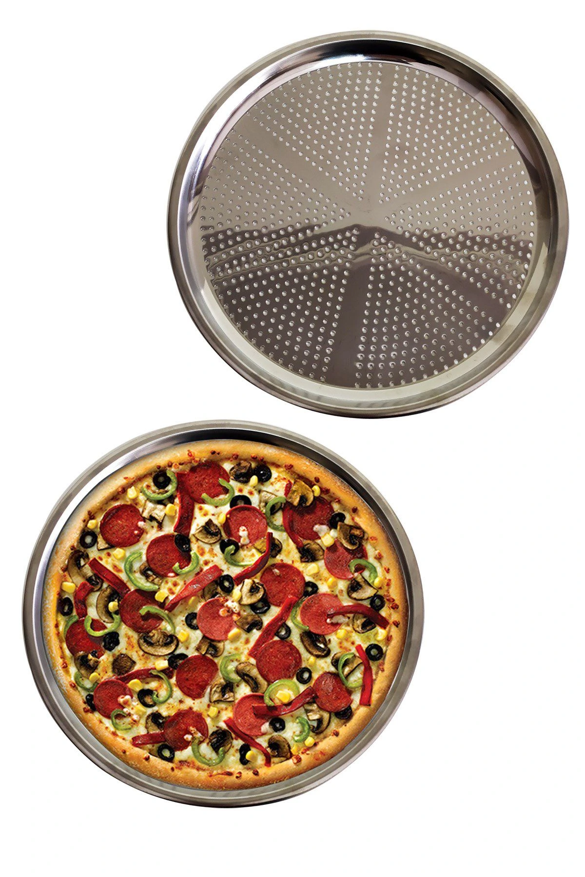 Delikli Çelik Pizza Ve Lahmacun Tepsisi Orta Boy -32 Cm