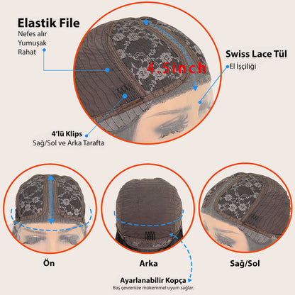 Kumral Platin Ombreli Fiber Sentetik Tül Peruk